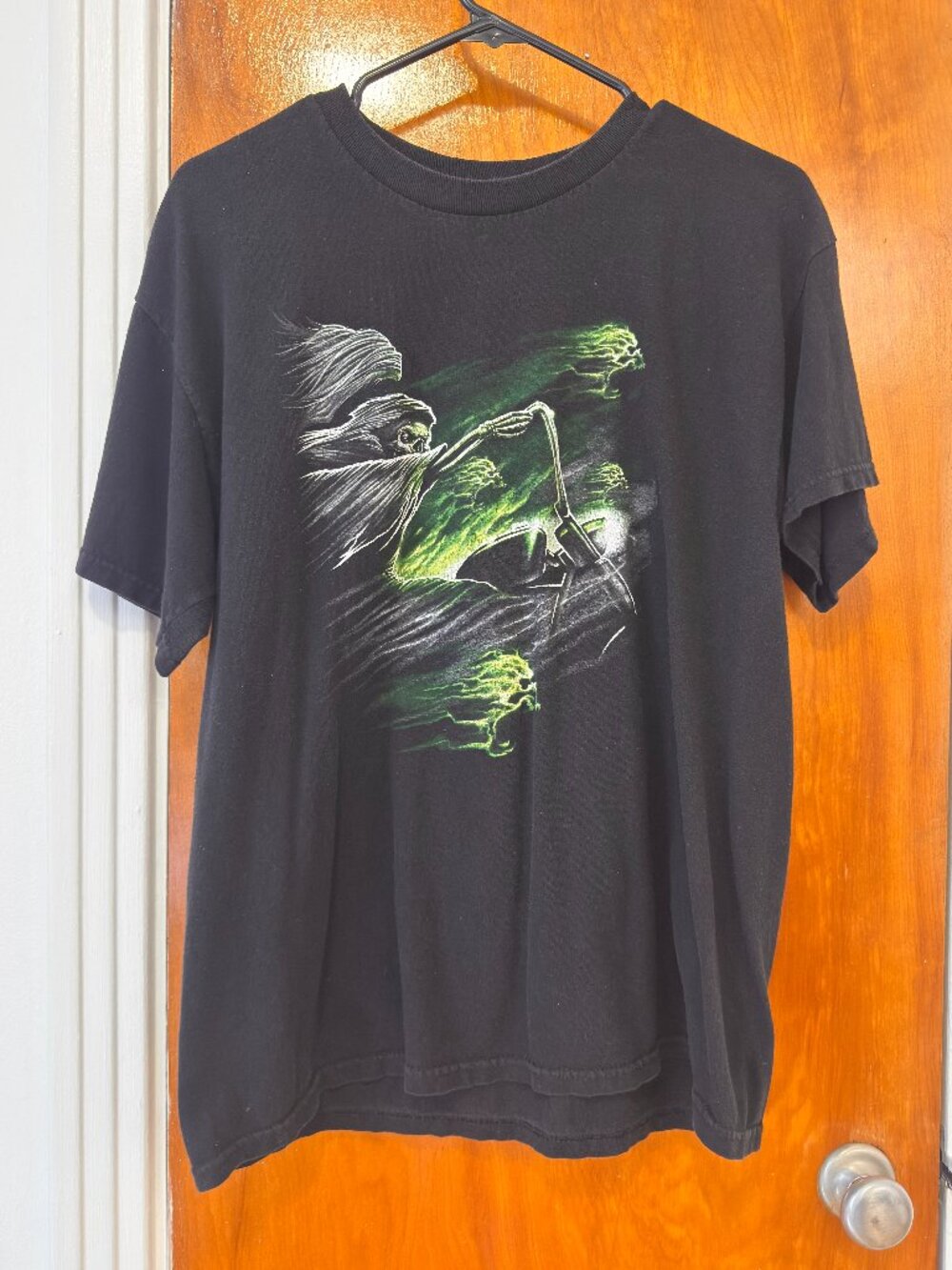 Y2K Grim Reaper Biker Graphic Tee (L)
